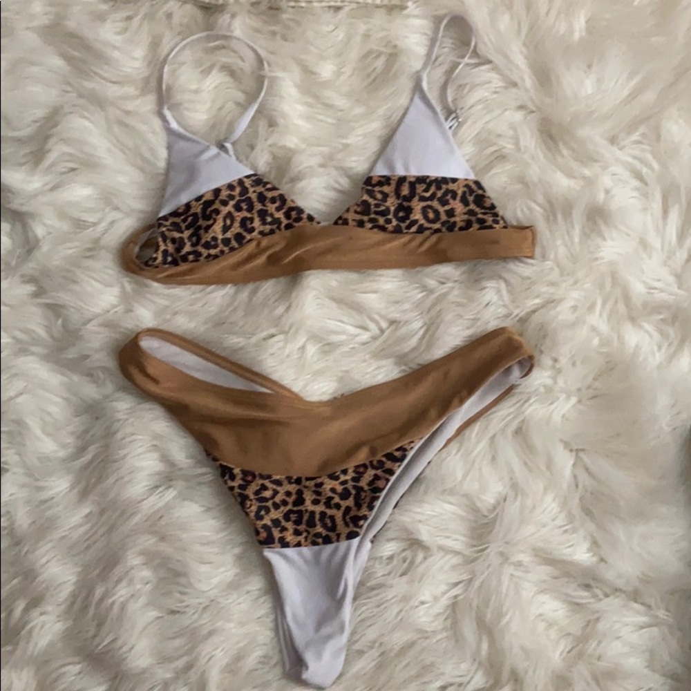 Animal print triangle bikini set